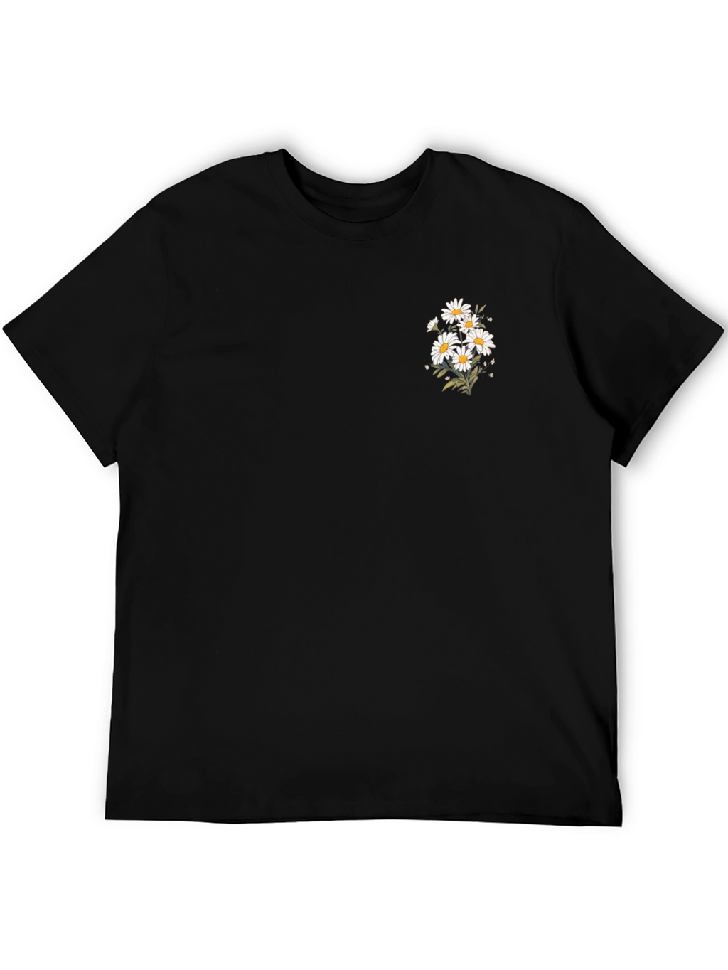 Black T-Shirt with Daisy Graphic