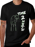 Time 2 Hustle Graphic Print Black T-Shirt