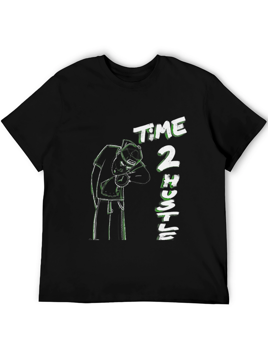 Time 2 Hustle Graphic Print Black T-Shirt