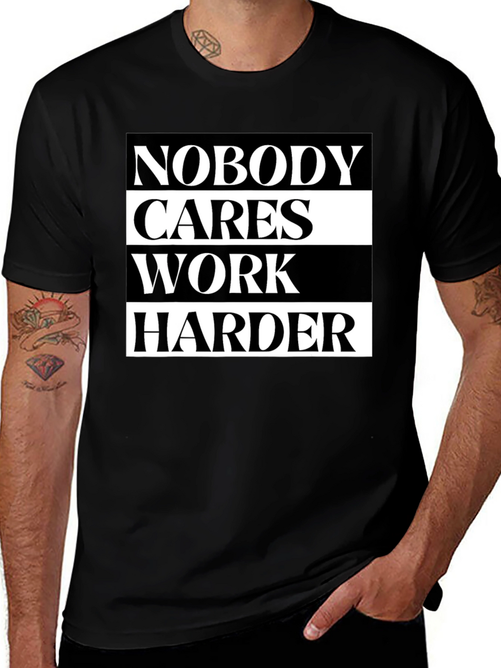 Nobody Cares Work Harder Graphic Tee - Black