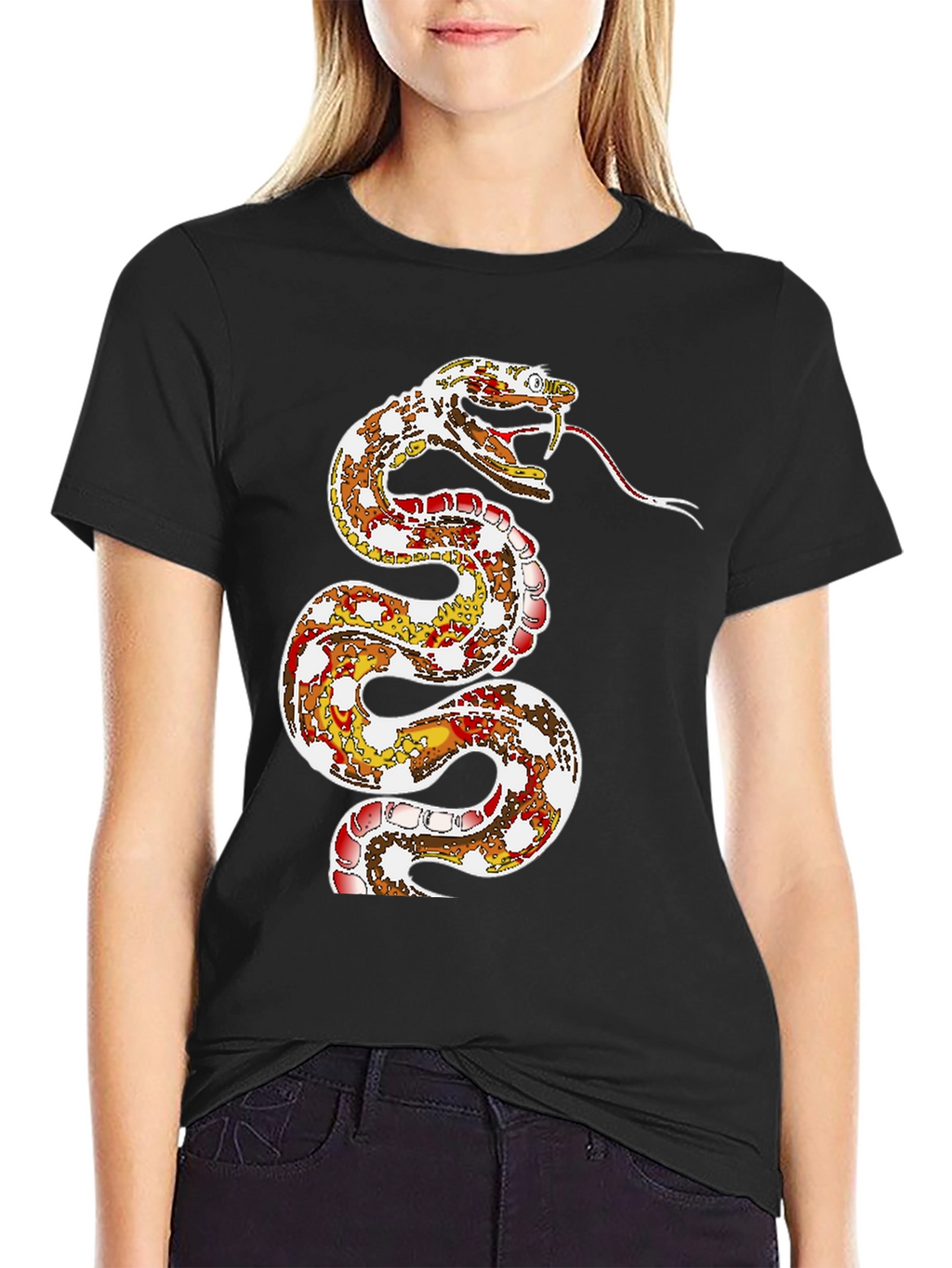 Snake Graphic Print Black T-Shirt