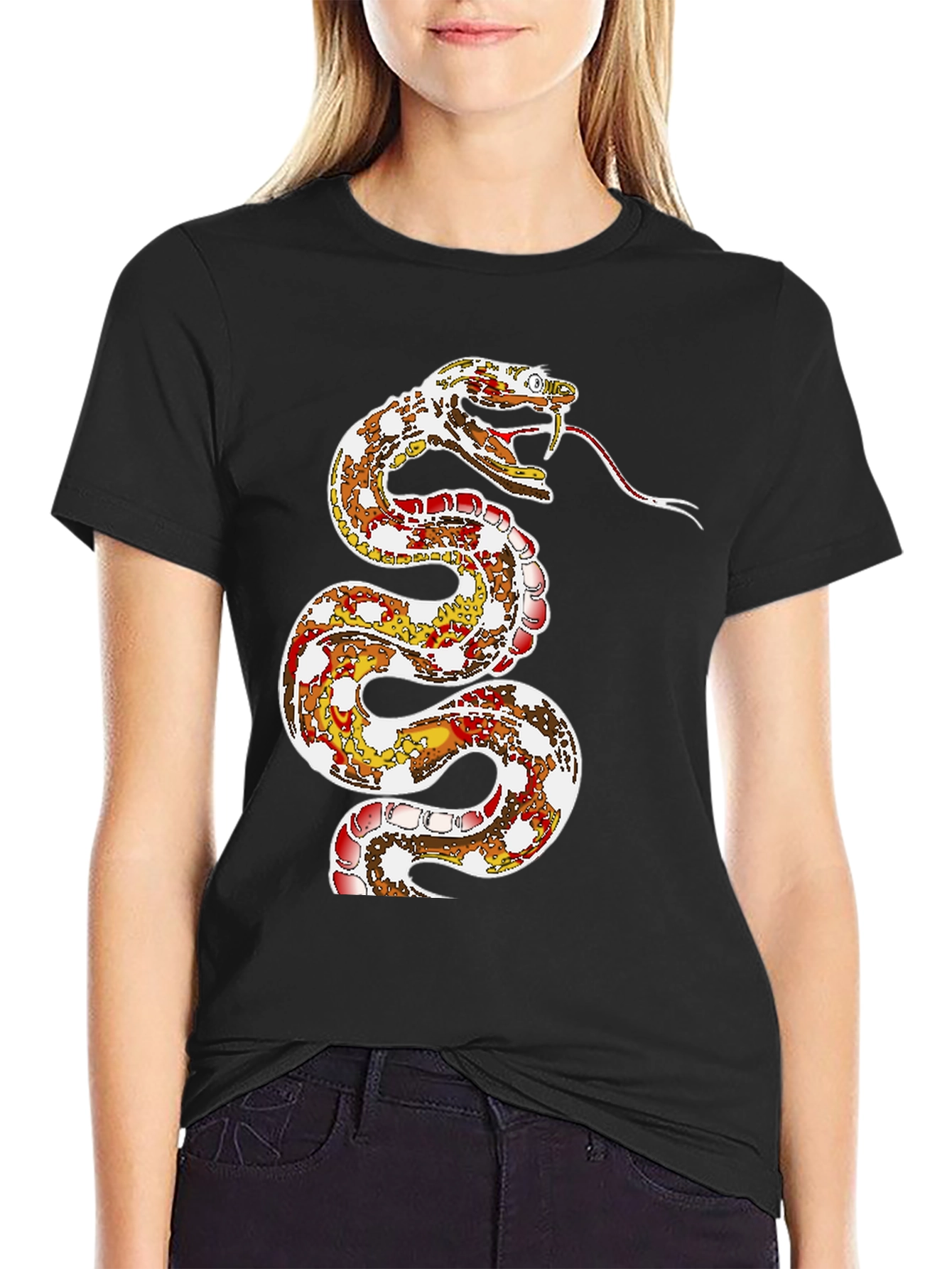 Snake Graphic Print Black T-Shirt