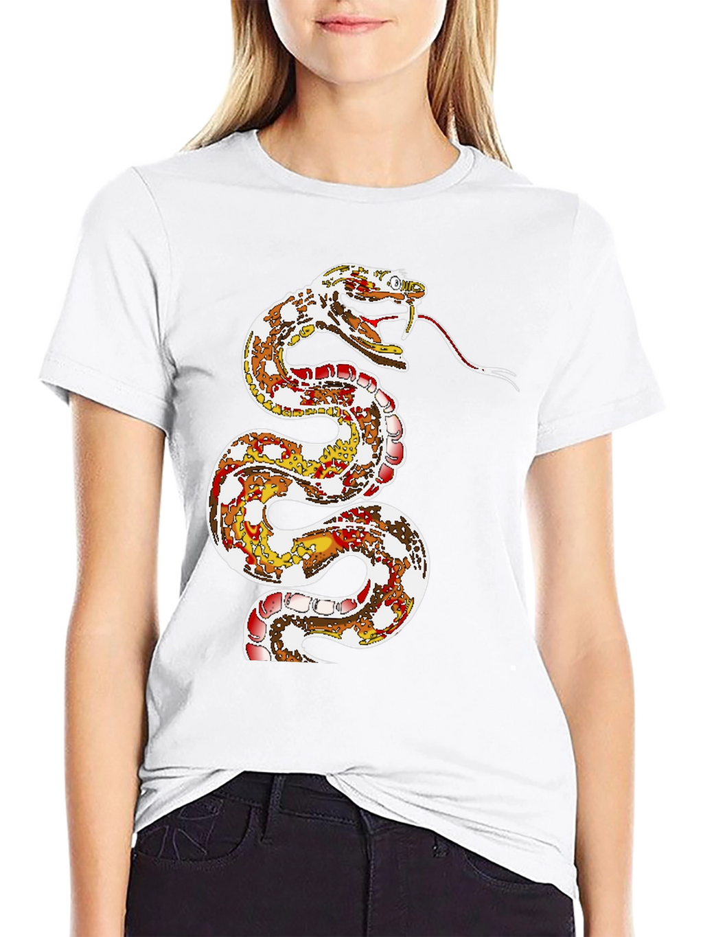 Snake Graphic Print Black T-Shirt