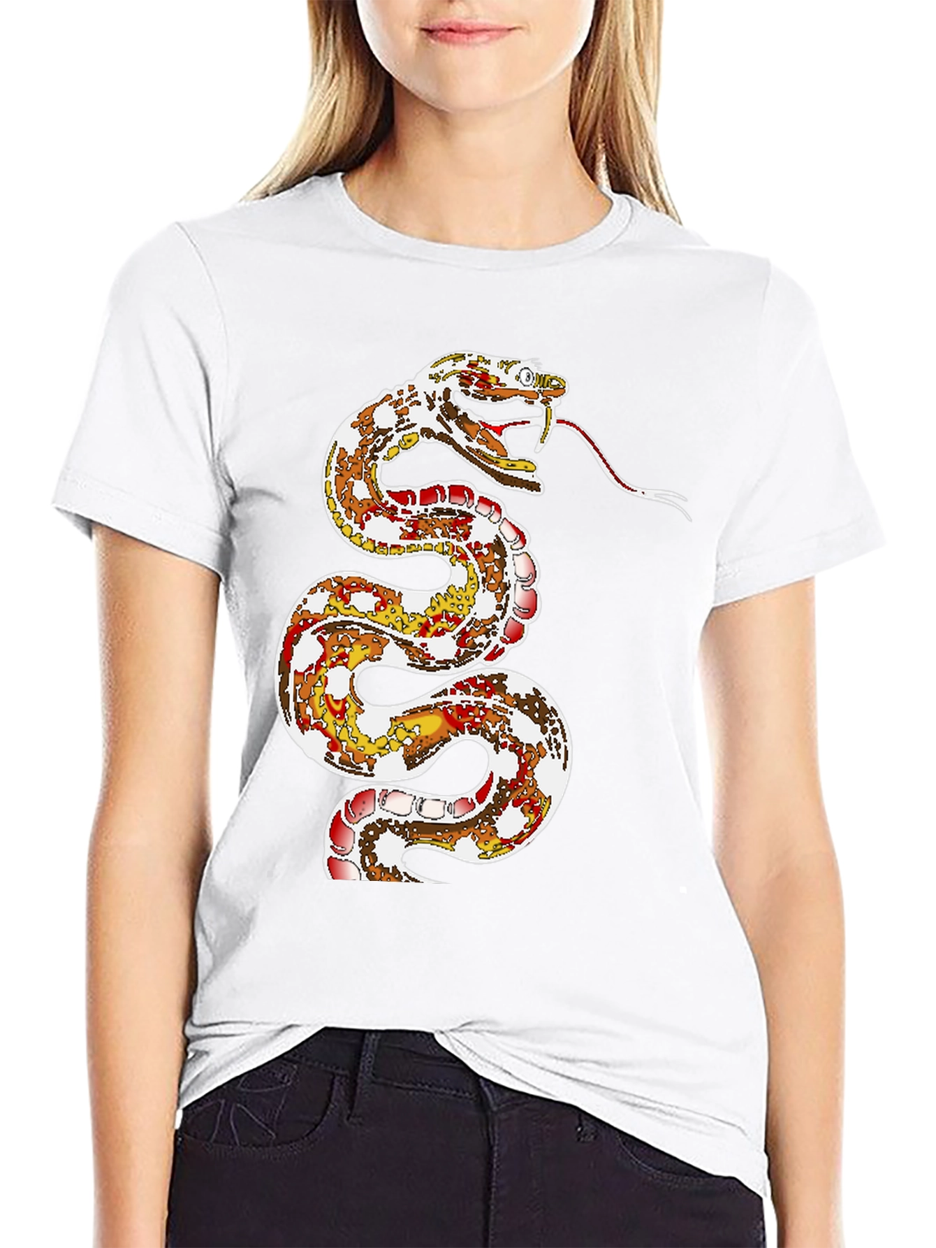 Snake Graphic Print Black T-Shirt