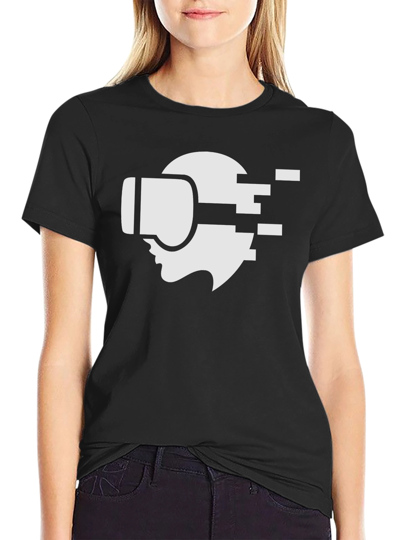VR Headset Graphic Tee - Stylish Black Cotton T-Shirt