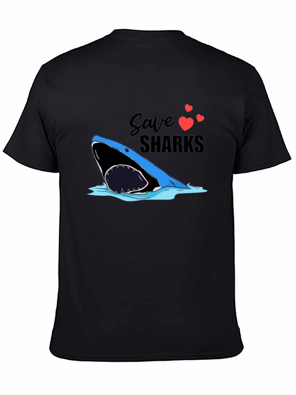 Save Sharks Graphic Tee - Black Cotton T-Shirt