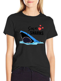 Save Sharks Graphic Tee - Black Cotton T-Shirt