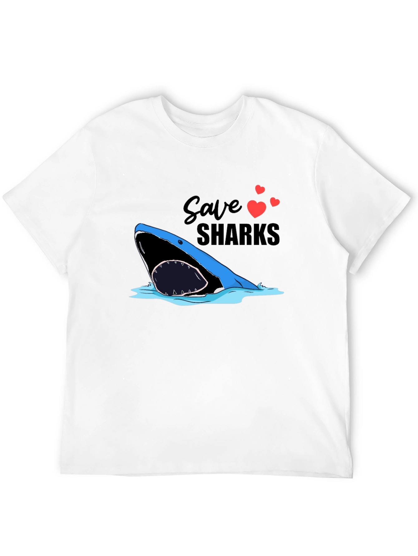 Save Sharks Graphic Tee - Black Cotton T-Shirt