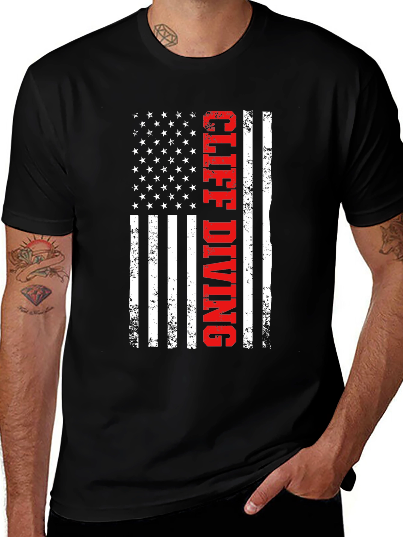 Cliff Diving American Flag Graphic Tee