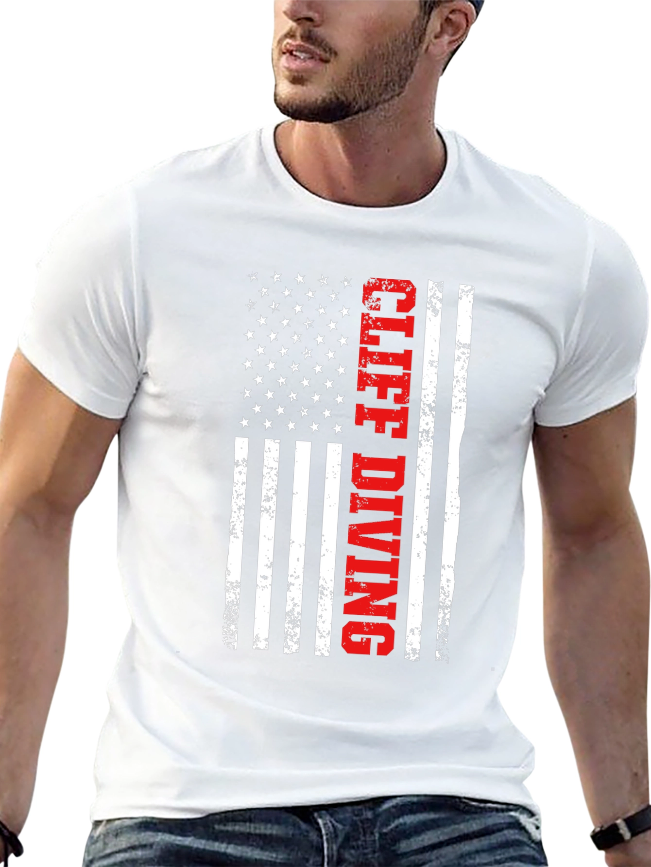 Cliff Diving American Flag Graphic Tee