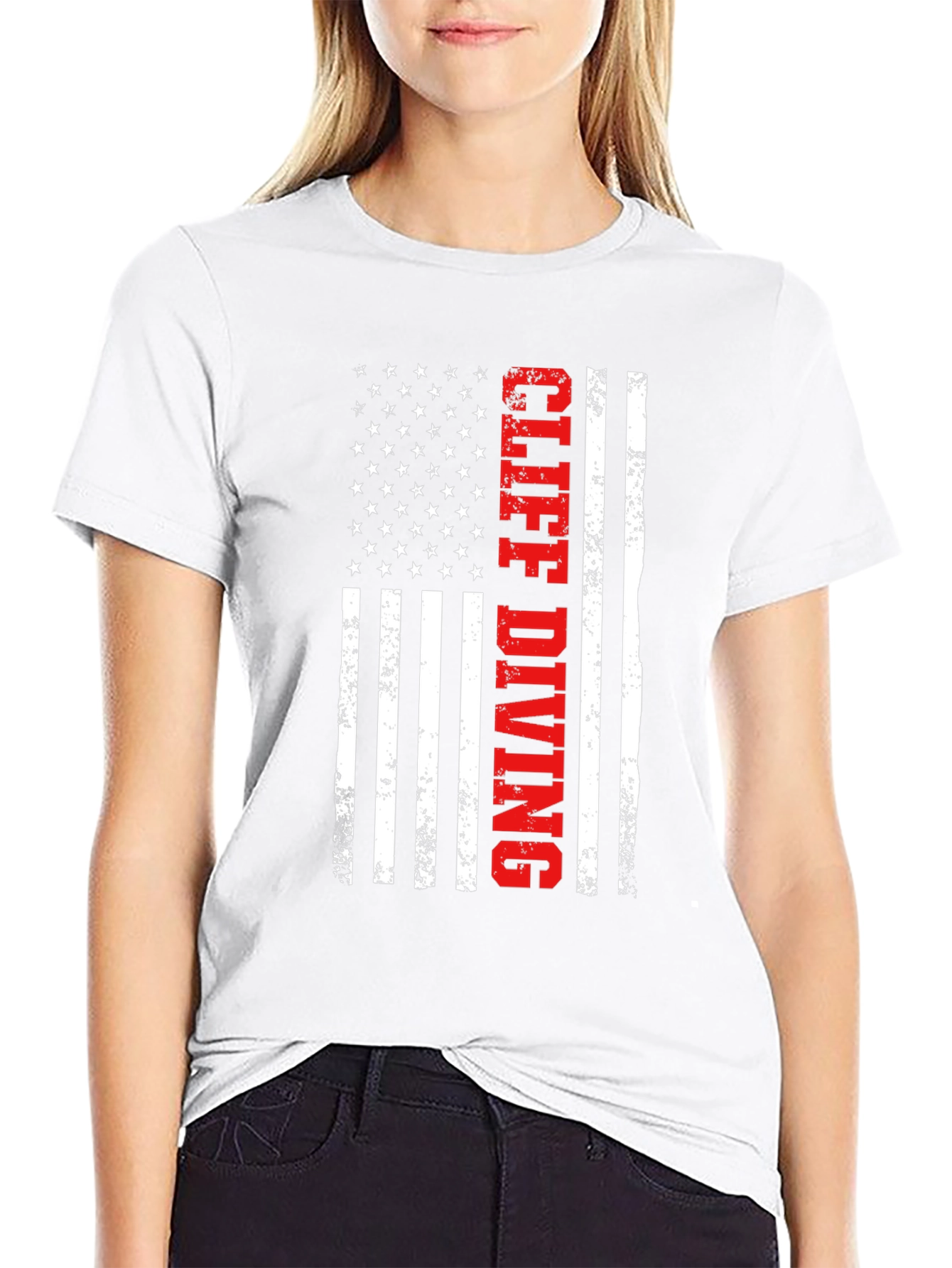 Cliff Diving American Flag Graphic Tee