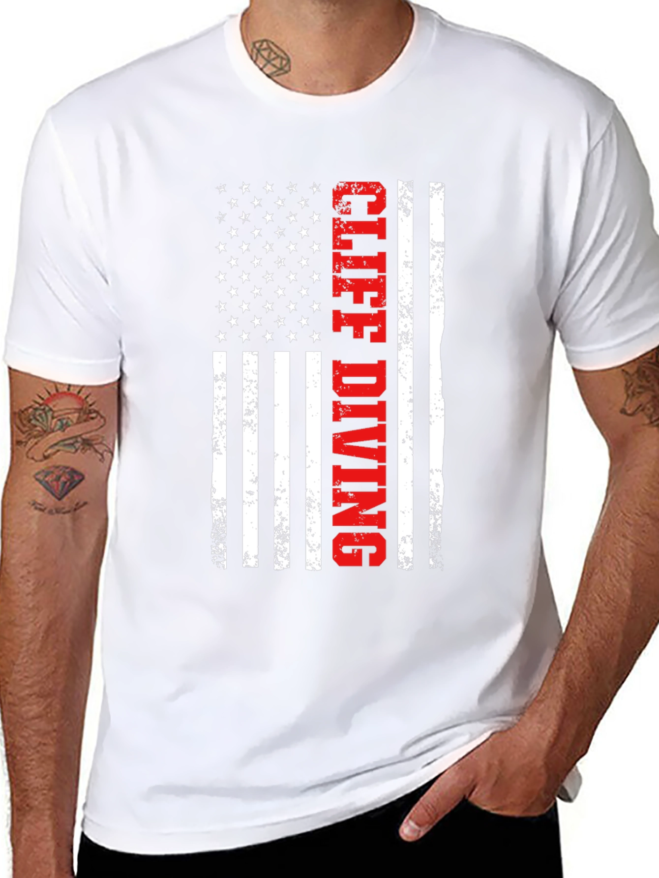 Cliff Diving American Flag Graphic Tee