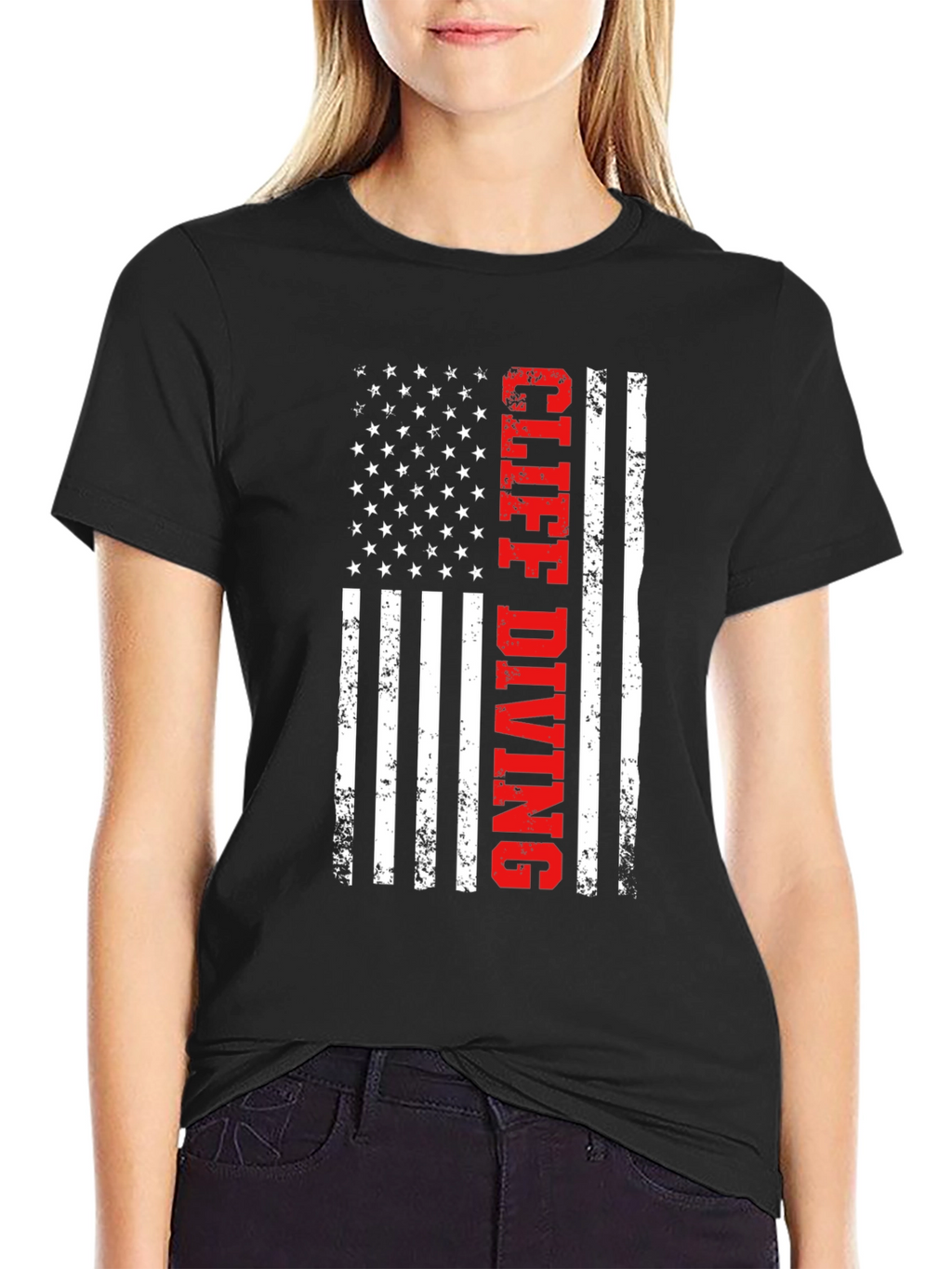Cliff Diving American Flag Graphic Tee