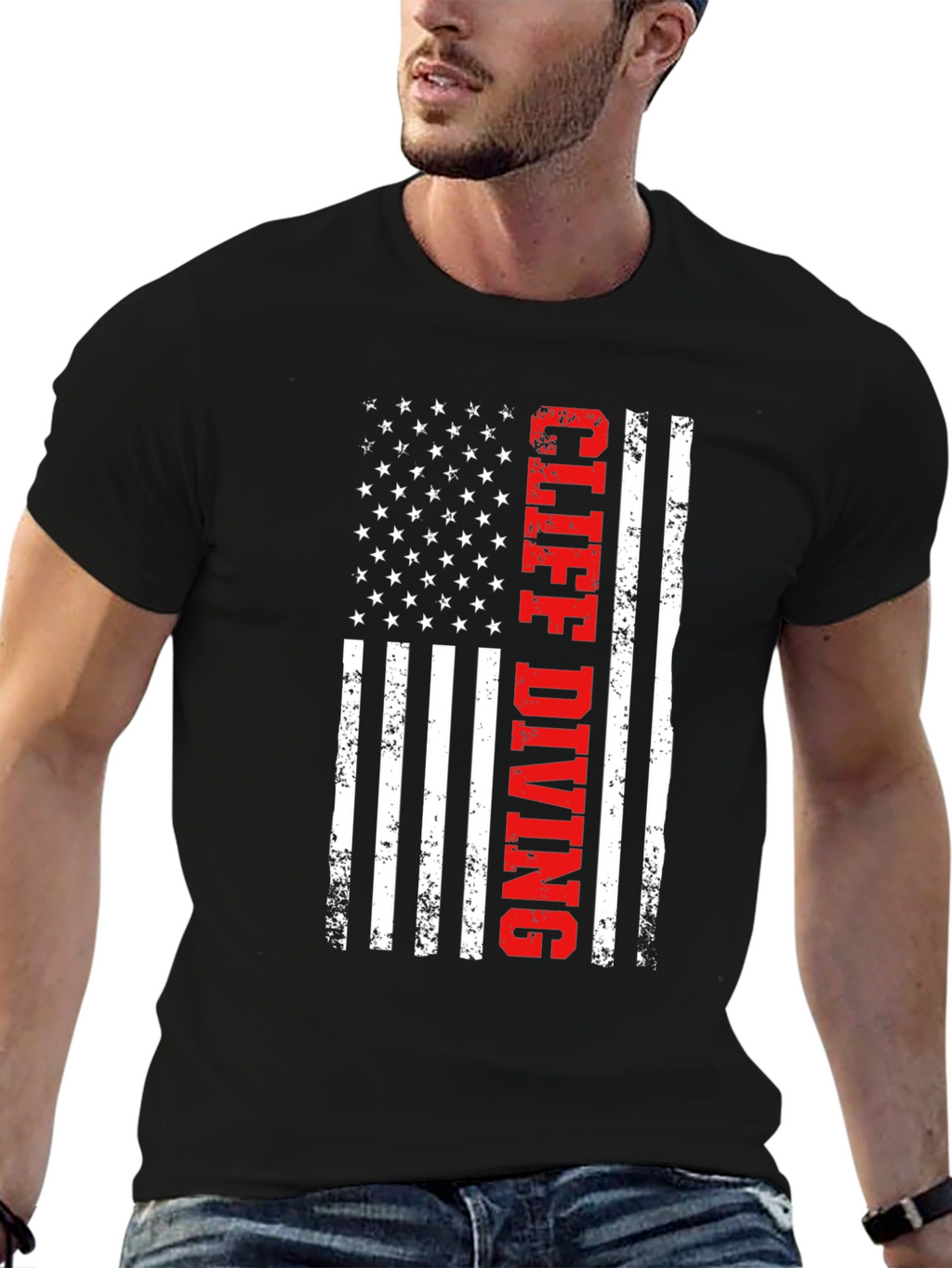 Cliff Diving American Flag Graphic Tee