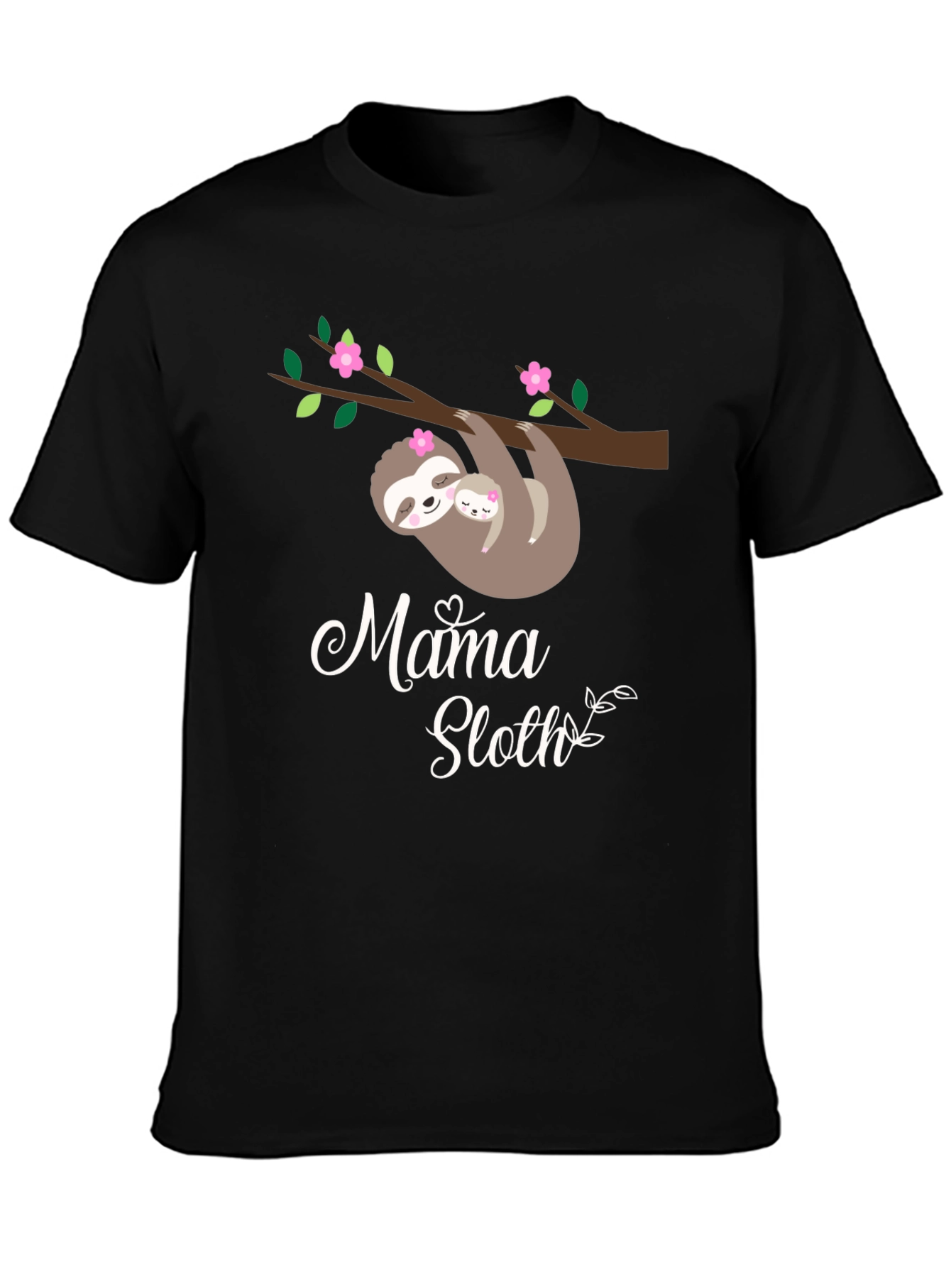 Mama Sloth Black Graphic Tee