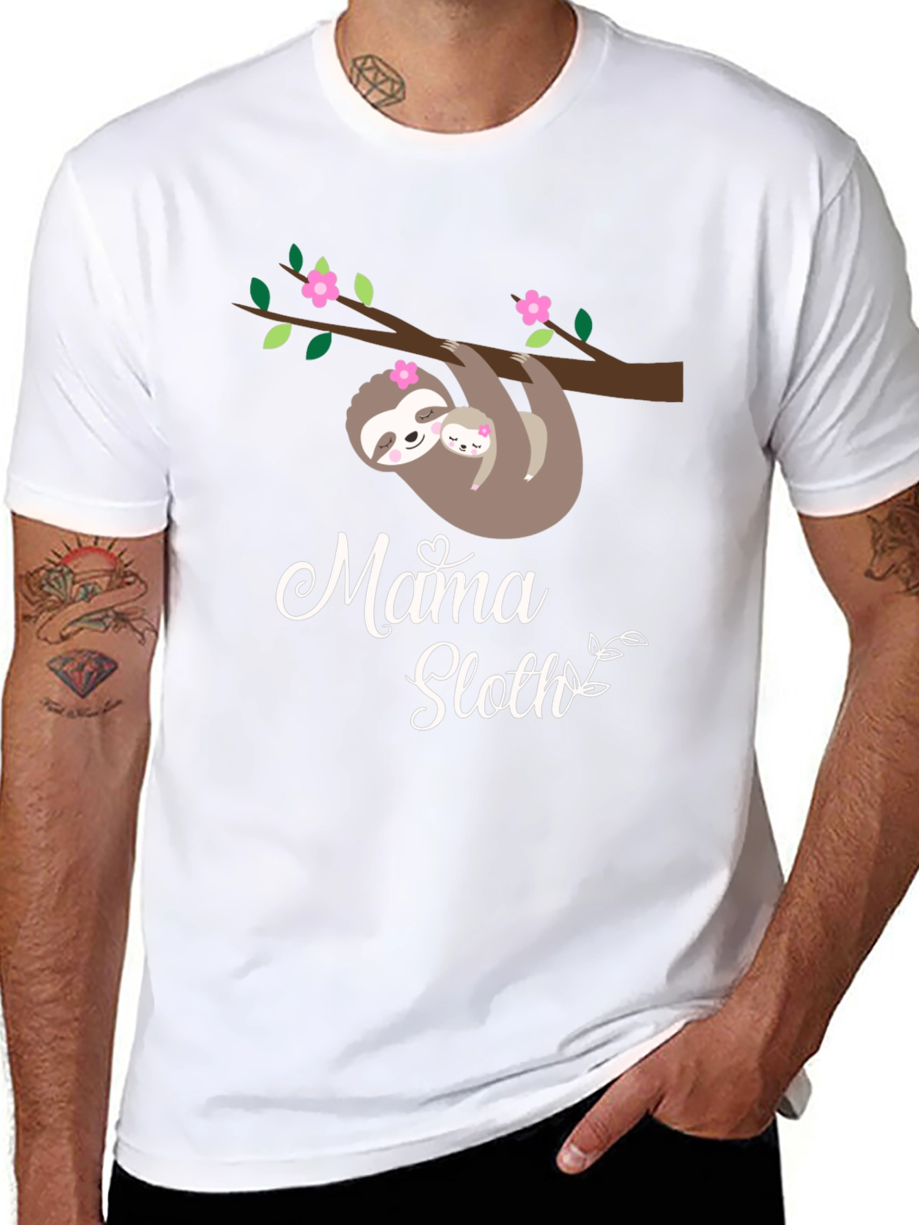Mama Sloth Black Graphic Tee