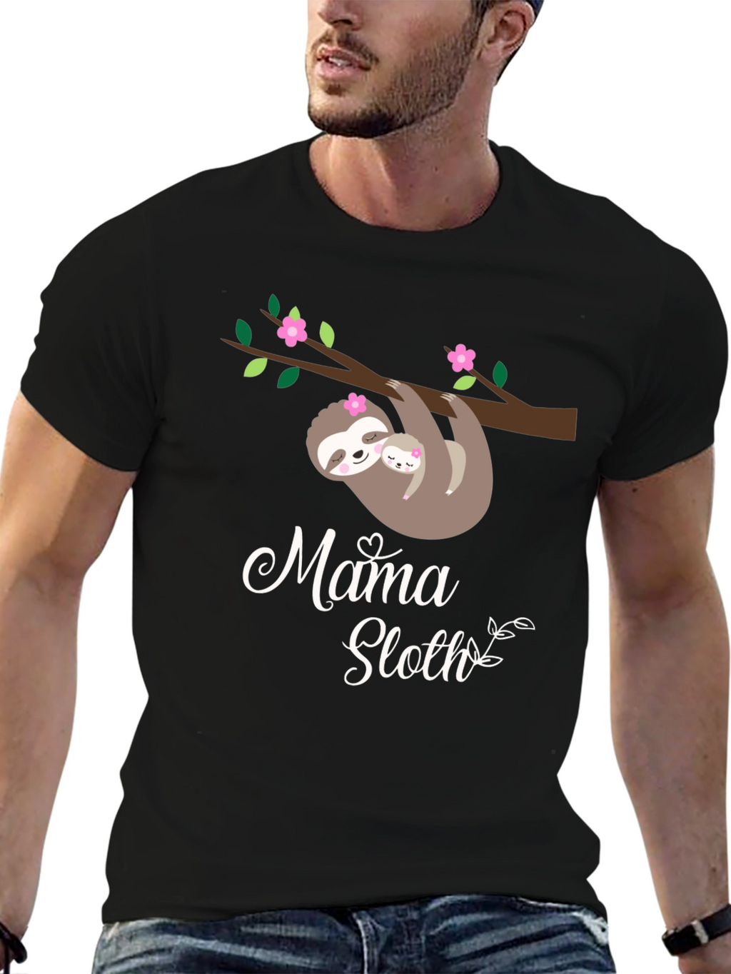 Mama Sloth Black Graphic Tee