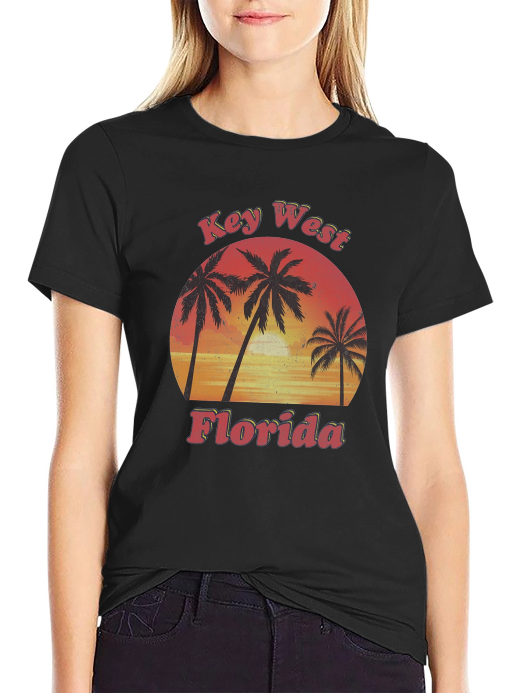 Key West Florida Palm Tree Sunset Graphic T-Shirt