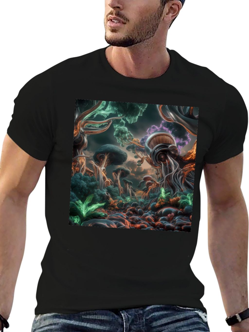 Surreal Mushroom Forest Graphic T-Shirt