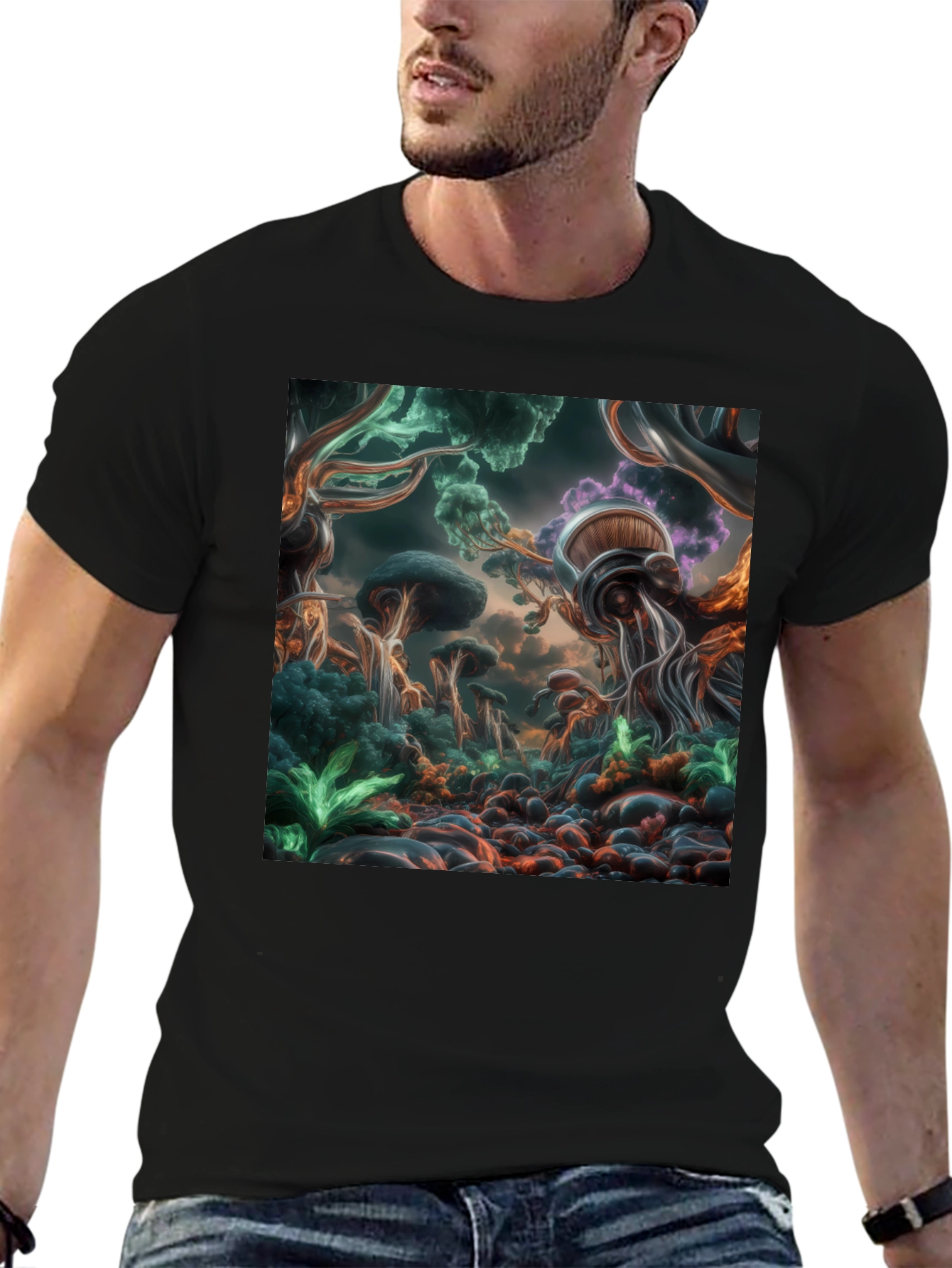 Surreal Mushroom Forest Graphic T-Shirt