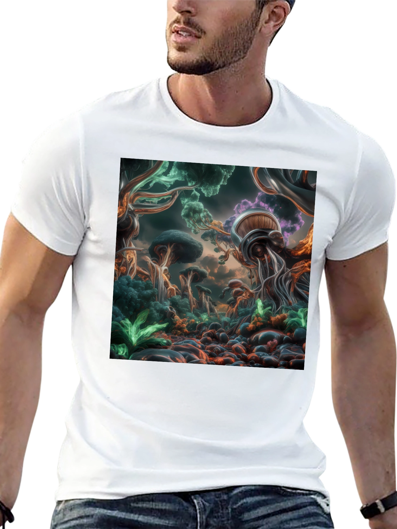 Surreal Mushroom Forest Graphic T-Shirt