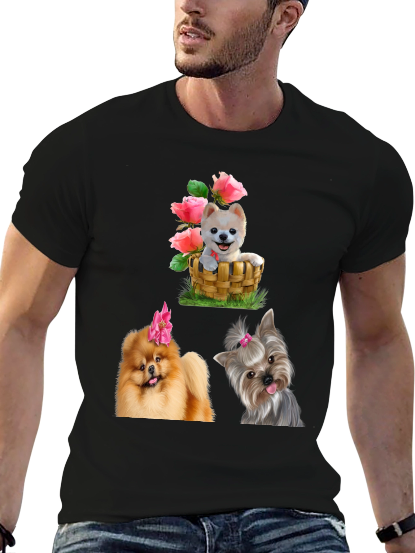 Dog Breed T-Shirt - Cute Pups in Basket