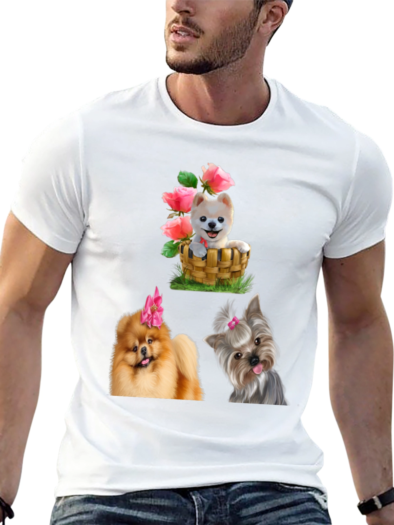 Dog Breed T-Shirt - Cute Pups in Basket