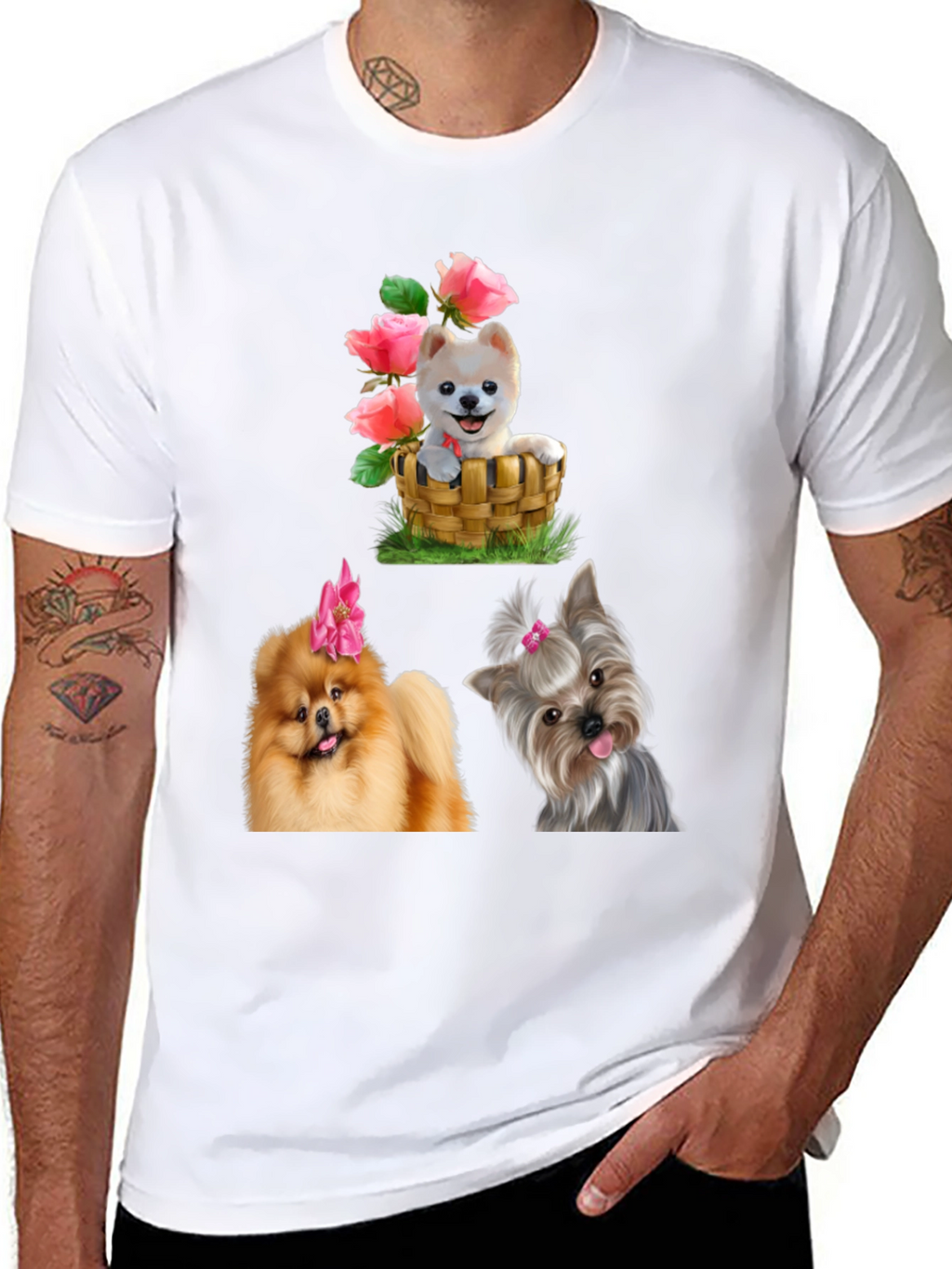 Dog Breed T-Shirt - Cute Pups in Basket