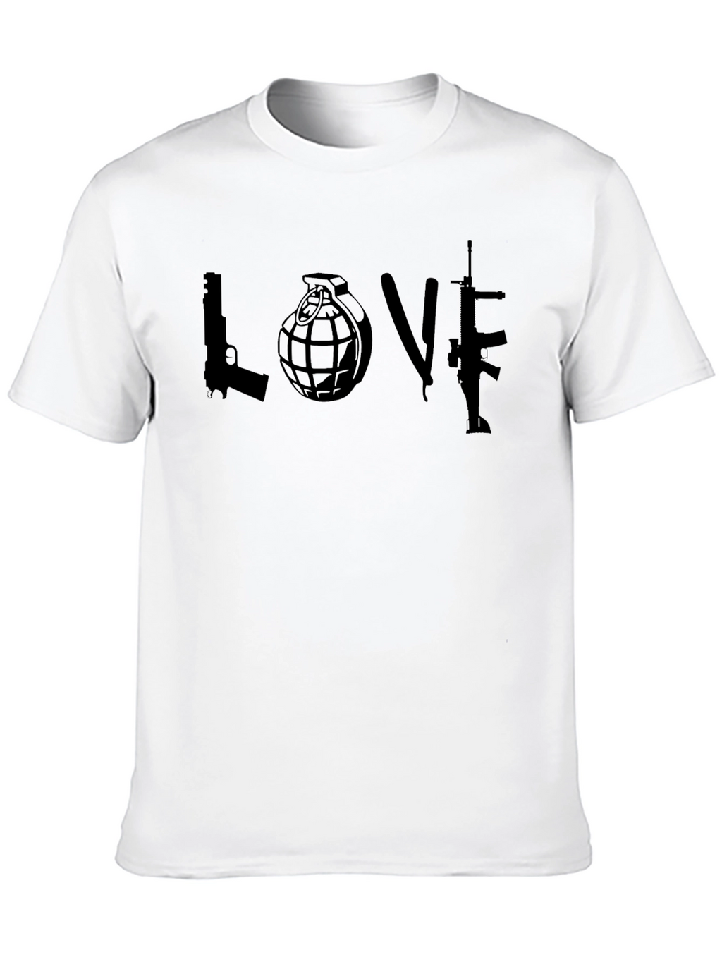 Edgy Love T-Shirt - Gun Grenade Rifle Graphic Tee