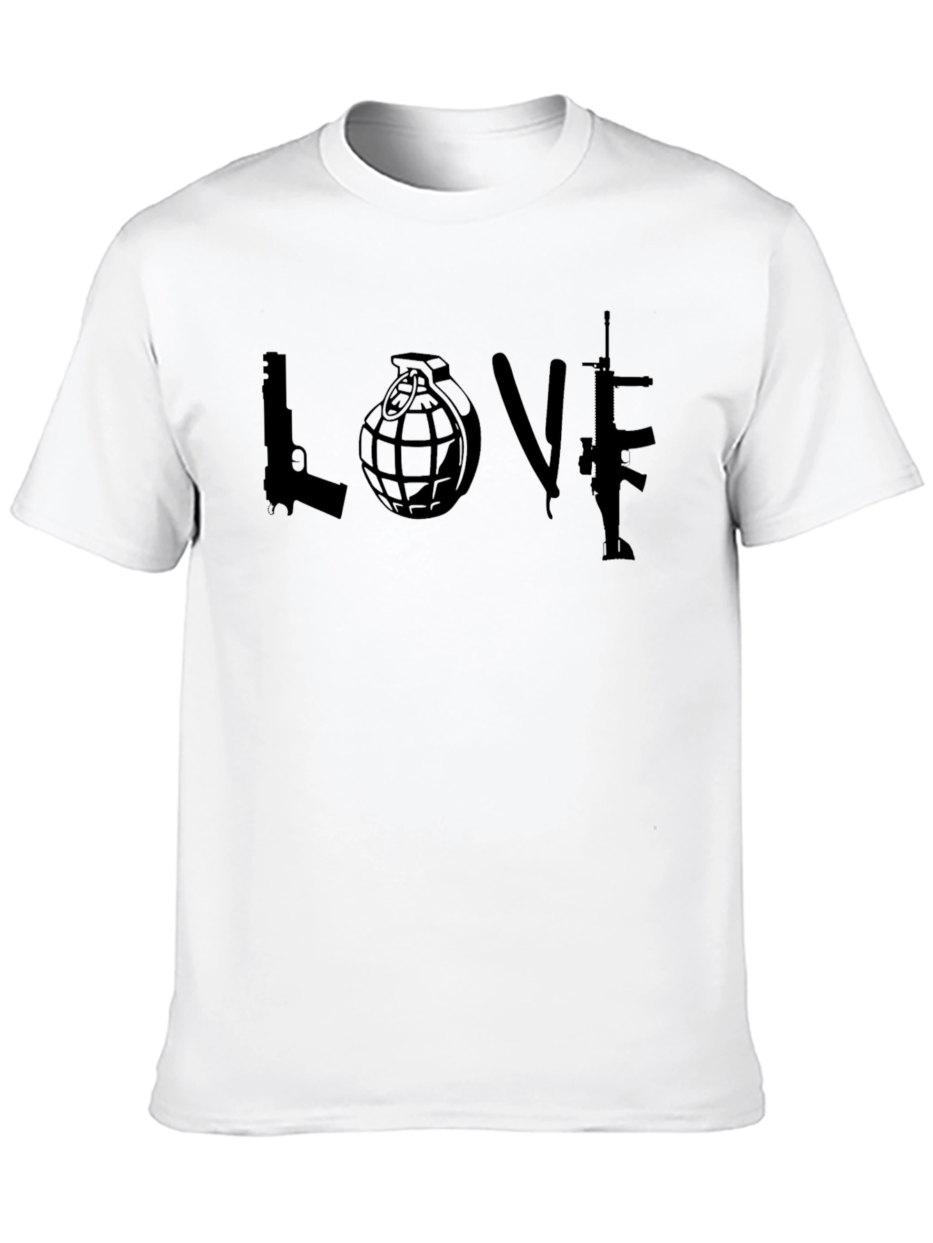 Edgy Love T-Shirt - Gun Grenade Rifle Graphic Tee