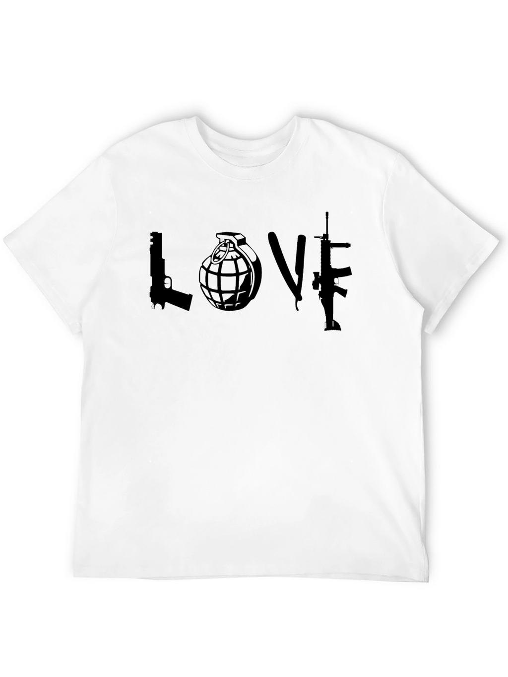 Edgy Love T-Shirt - Gun Grenade Rifle Graphic Tee