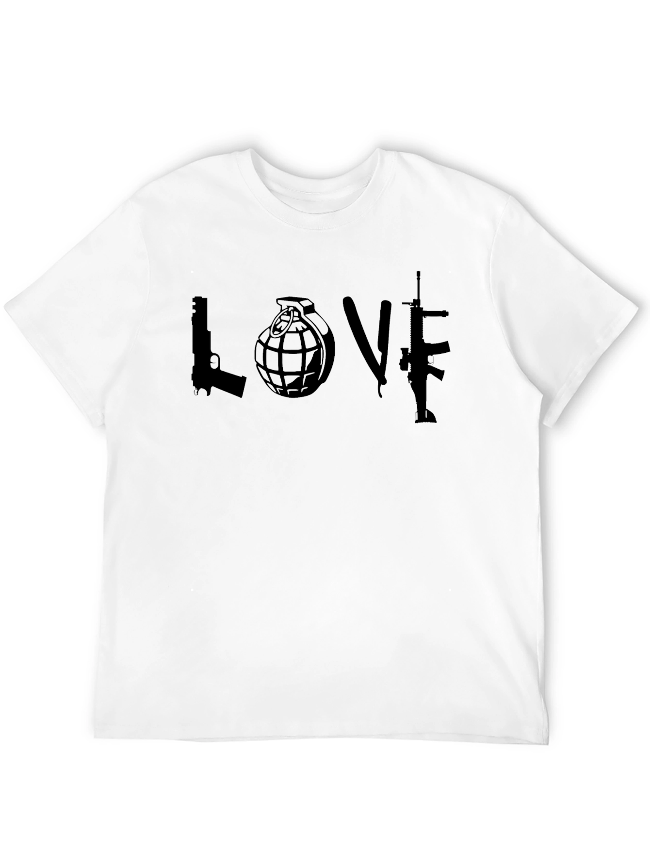 Edgy Love T-Shirt - Gun Grenade Rifle Graphic Tee