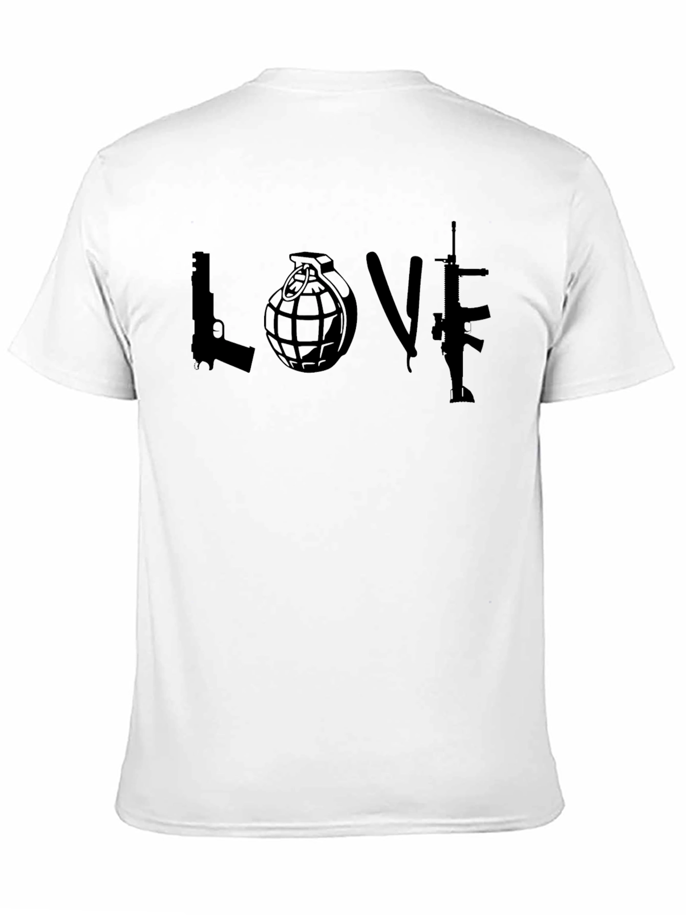 Edgy Love T-Shirt - Gun Grenade Rifle Graphic Tee