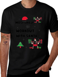 Most Likely to Workout With Santa Black T-Shirt
