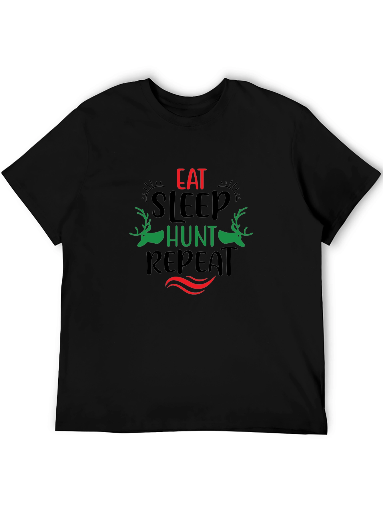 Eat Sleep Hunt Repeat Black Graphic Tee