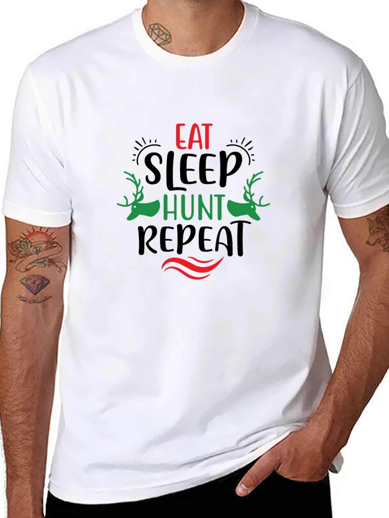 Eat Sleep Hunt Repeat Black Graphic Tee