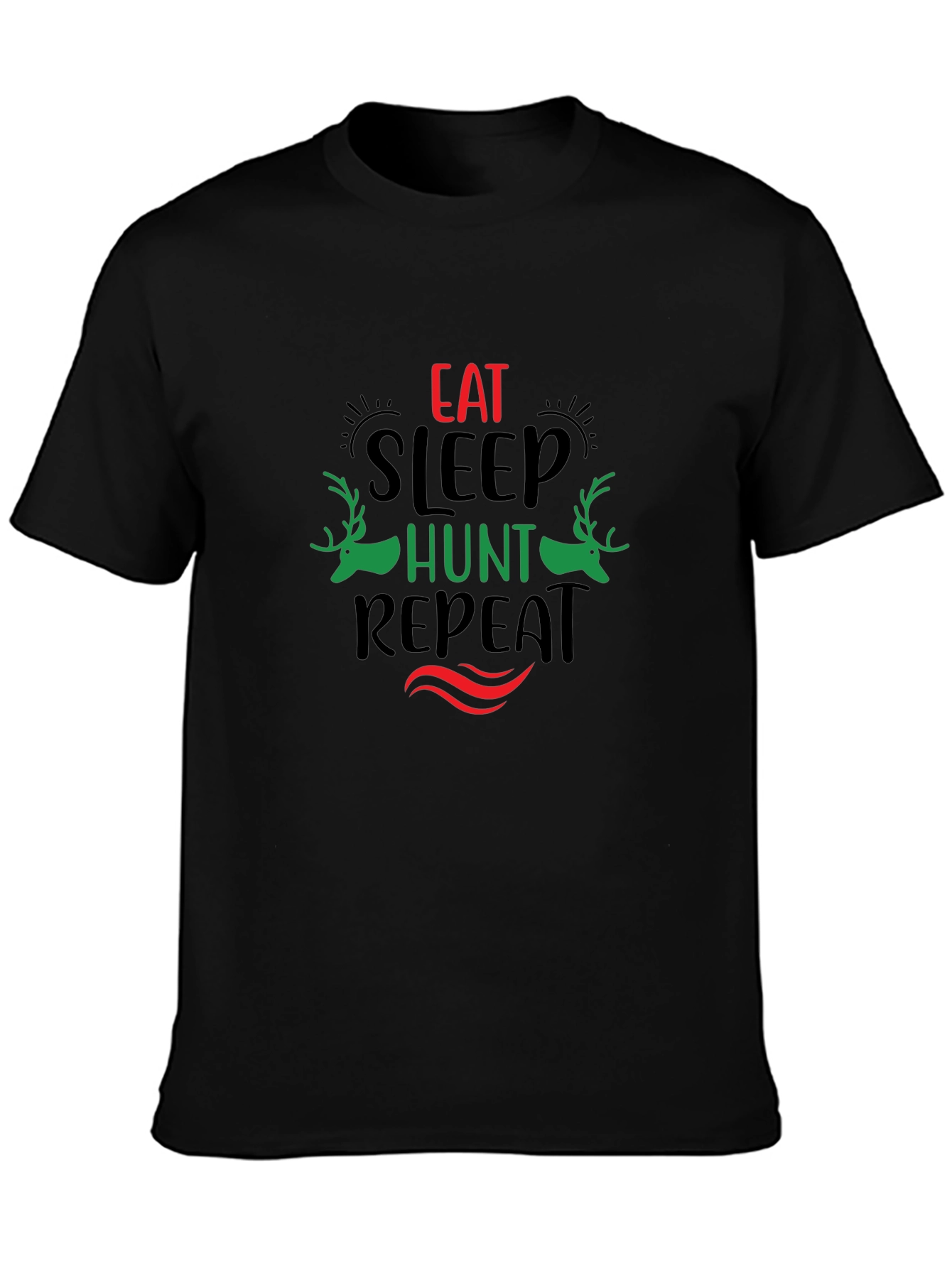 Eat Sleep Hunt Repeat Black Graphic Tee