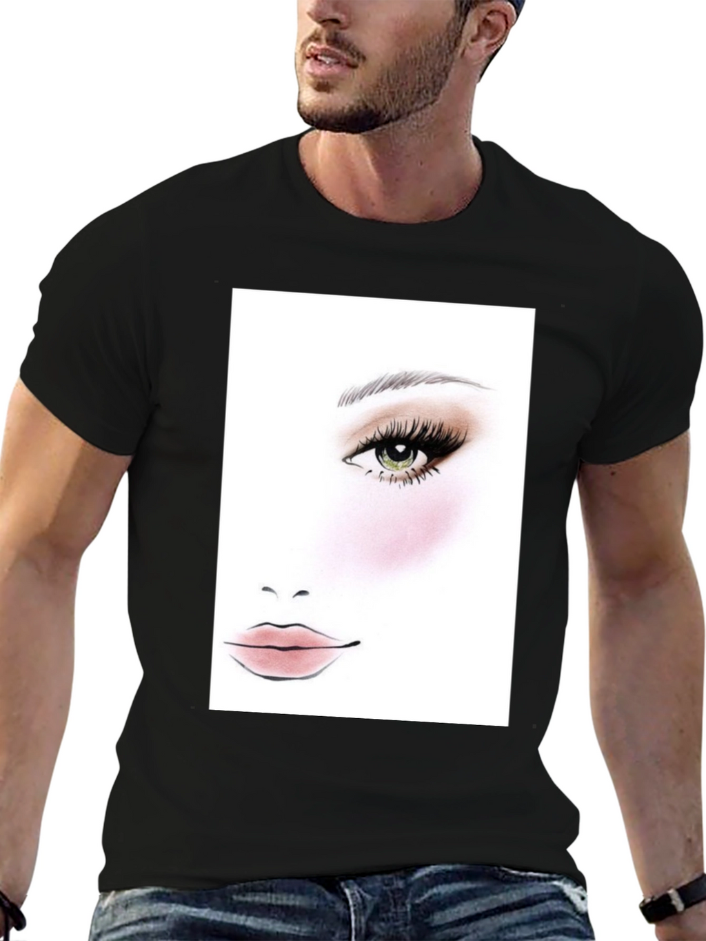 Makeup Face Chart Black T-Shirt