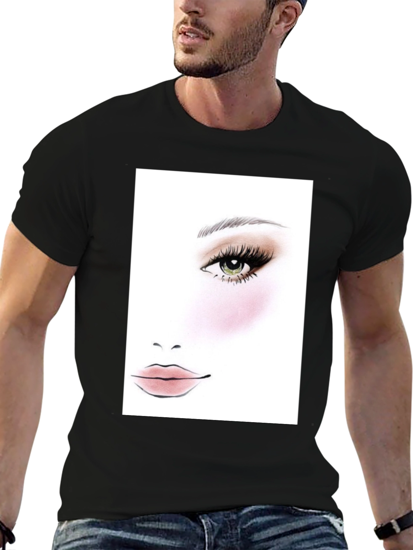 Makeup Face Chart Black T-Shirt