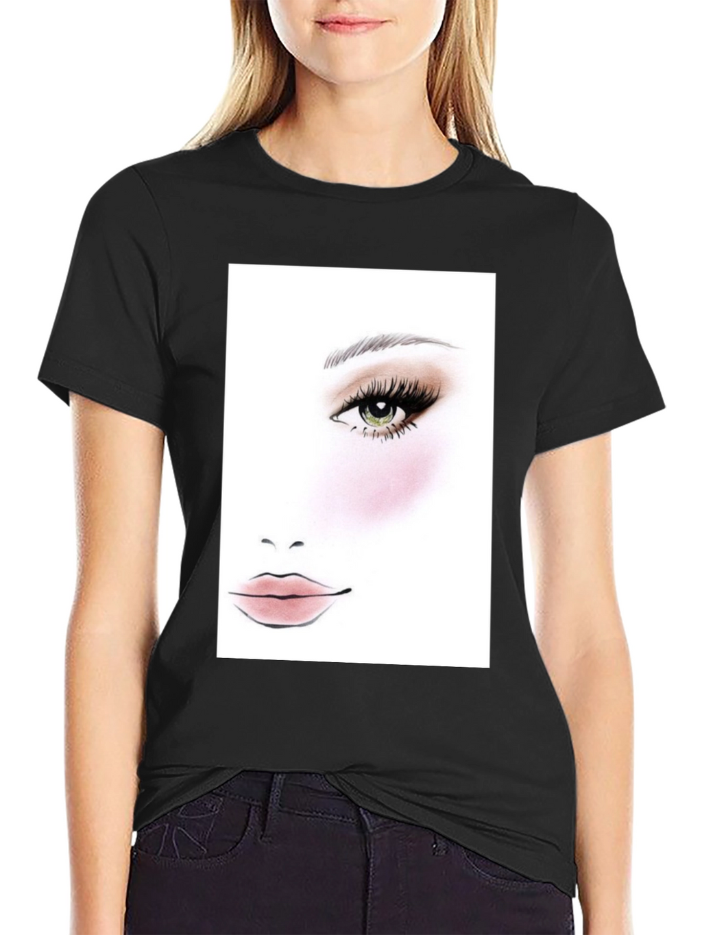 Makeup Face Chart Black T-Shirt