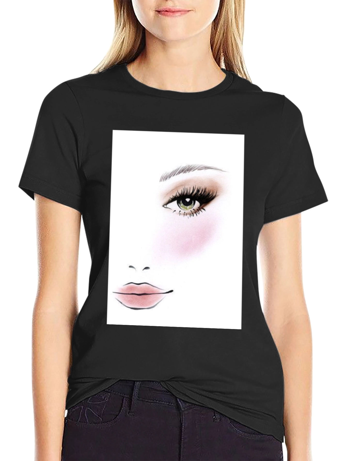 Makeup Face Chart Black T-Shirt