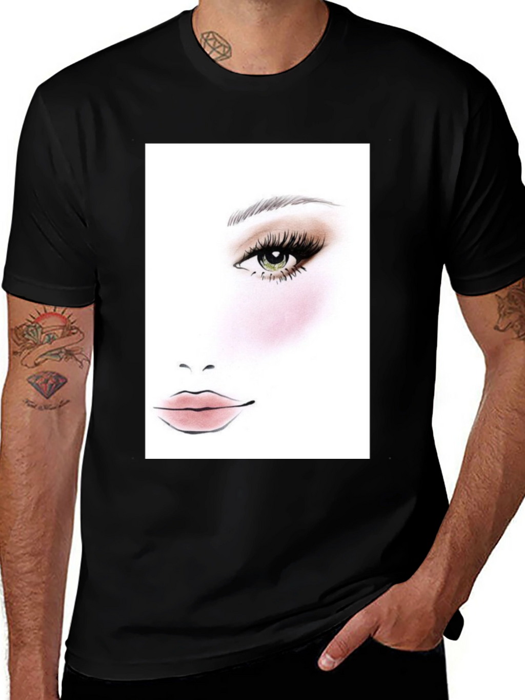 Makeup Face Chart Black T-Shirt