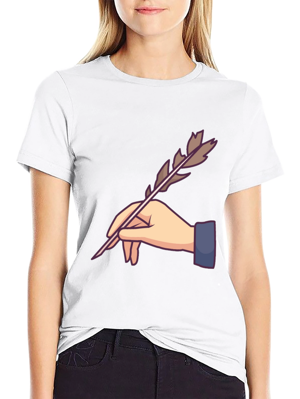 Feather Pen Graphic Tee - Artistic Design