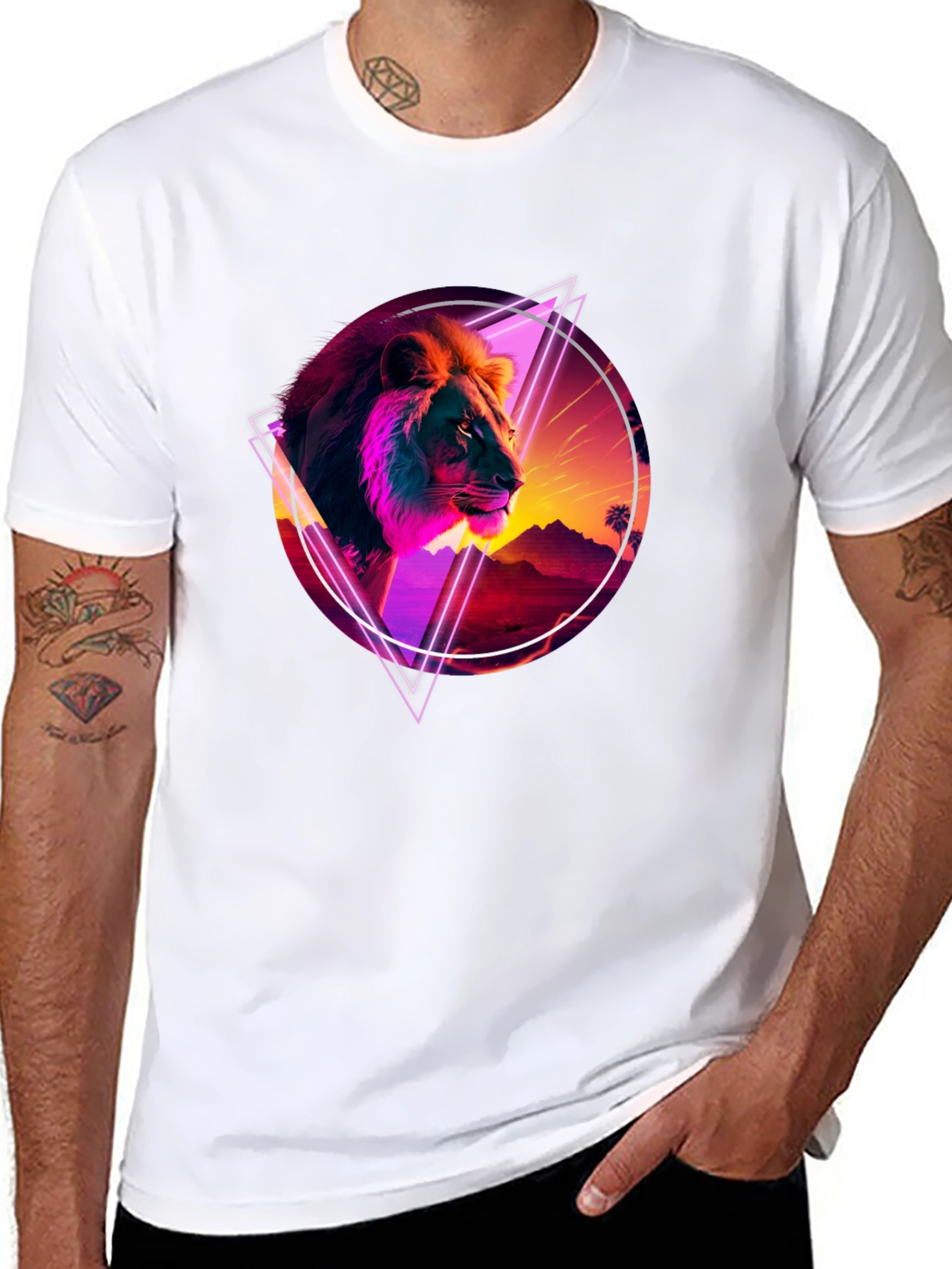 Retro Lion Graphic Tee - Black T-Shirt