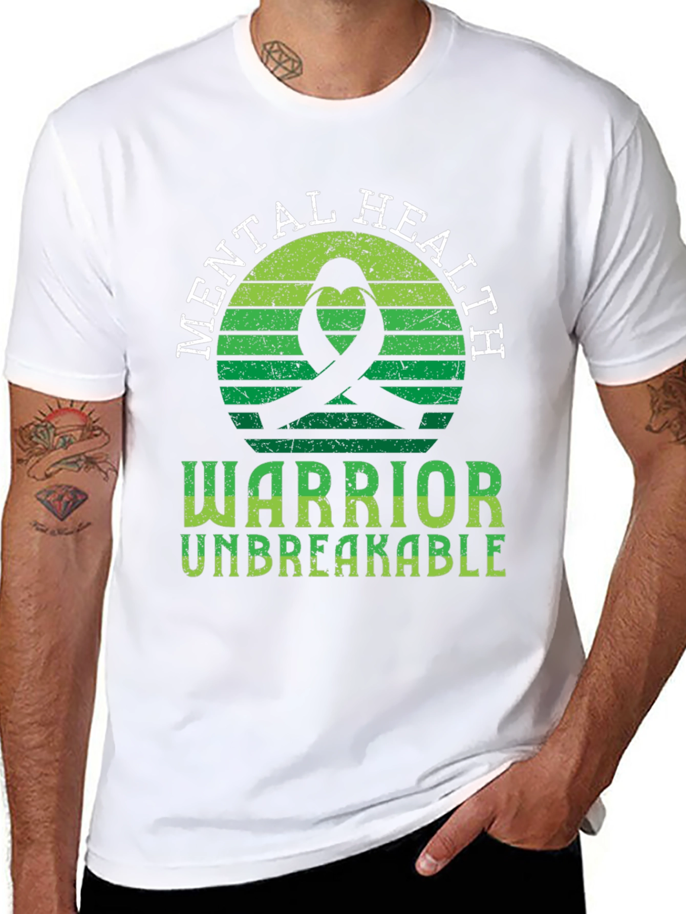 Mental Health Warrior T-Shirt Unbreakable Ribbon