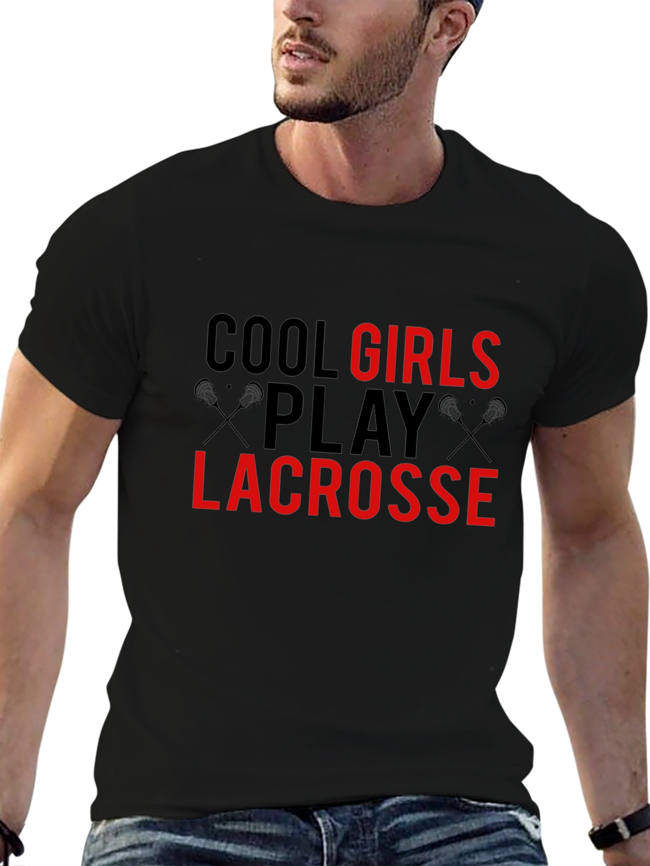 Cool Girls Play Lacrosse Black T-Shirt