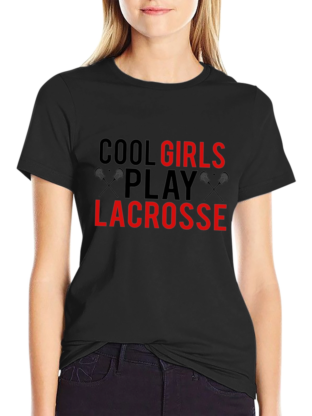 Cool Girls Play Lacrosse Black T-Shirt