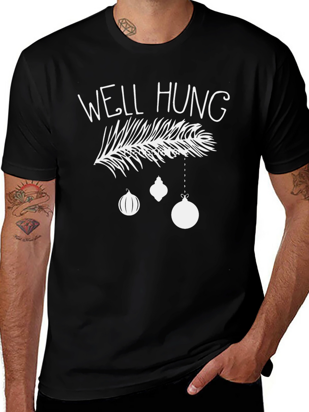 Well Hung Christmas T-Shirt Funny Holiday Tee