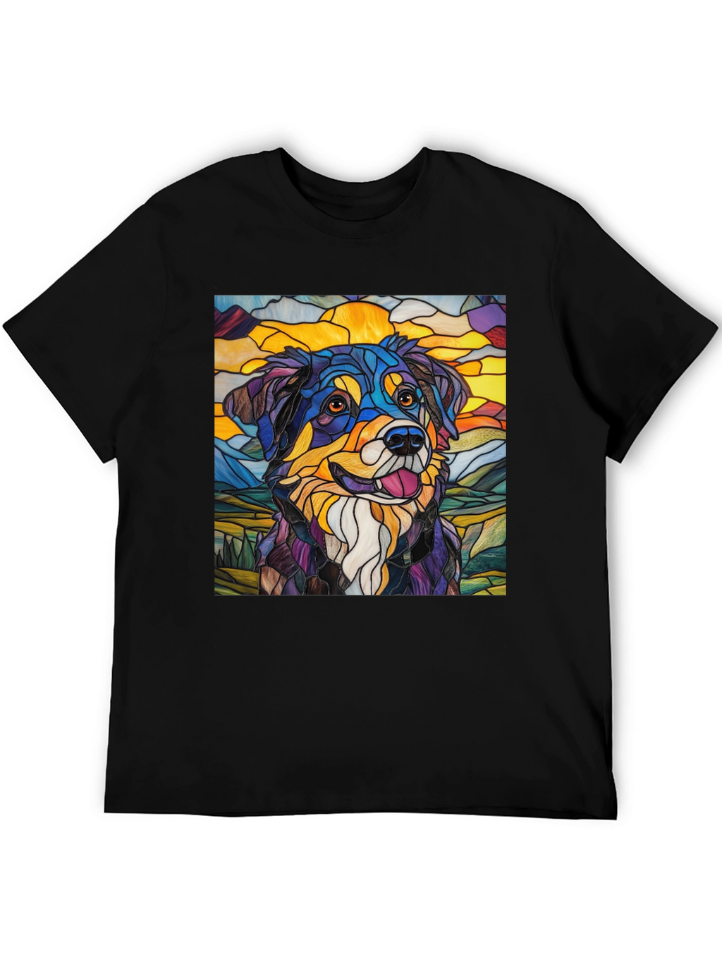 Stained Glass Dog Art Tee