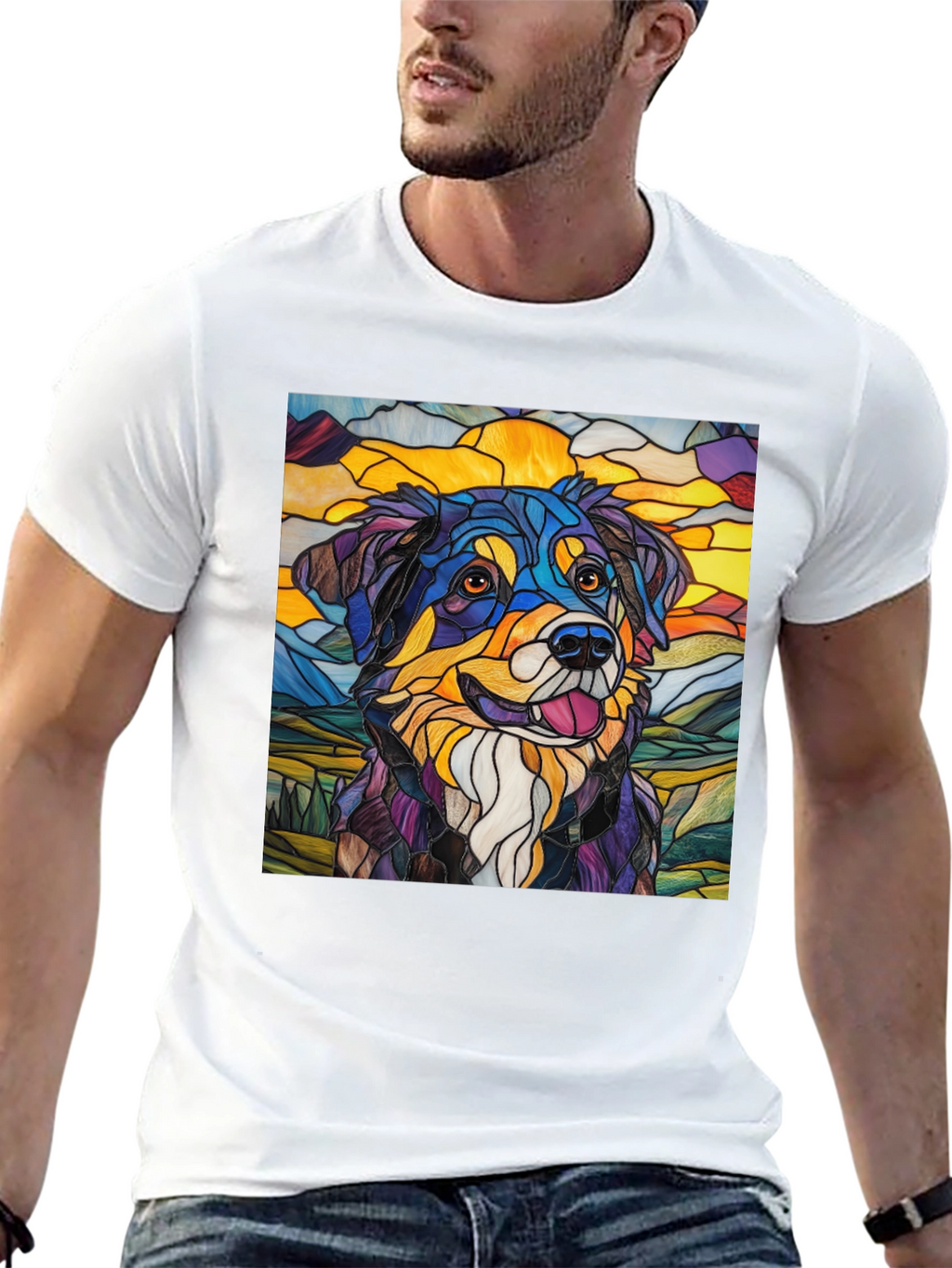 Stained Glass Dog Art Tee
